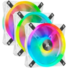 Corsair iCUE QL120 RGB 120mm PWM White Case Fan Triple Fan Kit with Lighting Node CORE
