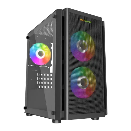 MaxGreen 5510-Mesh Mid-Tower M-ATX Gaming Case with PSU